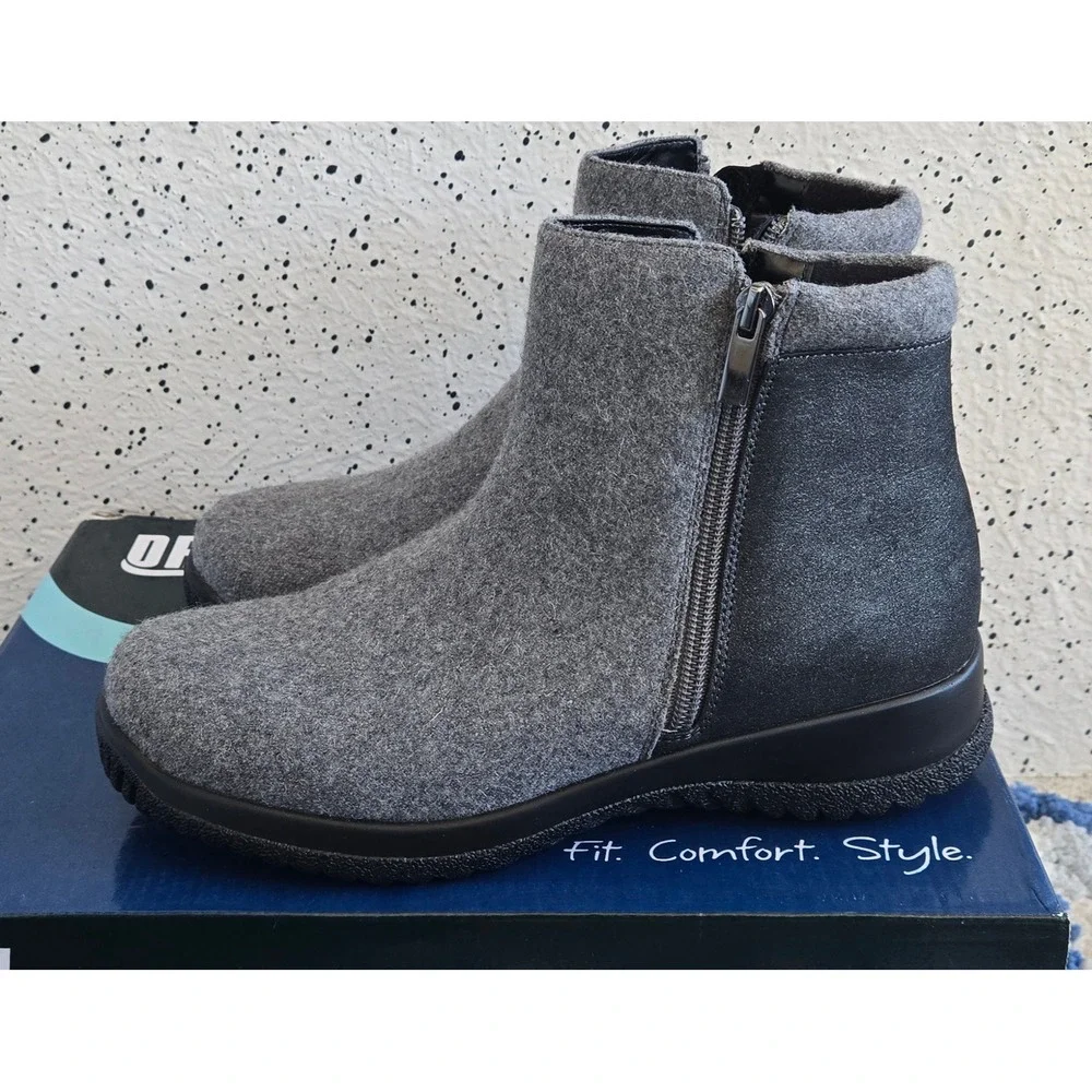 Drew Kool WomensGreySuede Flannel AnkleBootsOrthotic Friendly 19178-43 Size 8.5M
